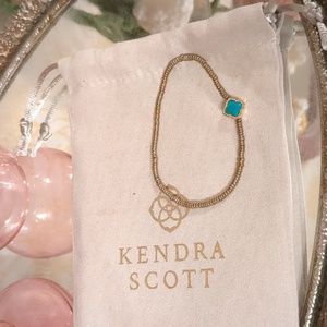 Kendra Scott Vintage Gold Beaded Bracelet with Turquoise Stone